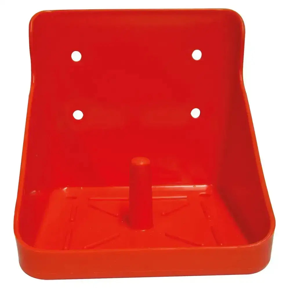 Bright red plastic rockies lick holder with four holes and central post for 10kg lick salt lick holder