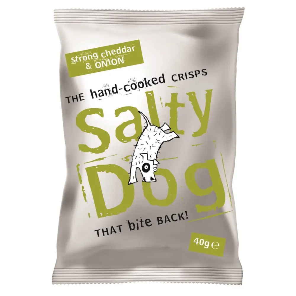 Salty Dog Hand Cooked Crisps Cheddar & Onion Crisps