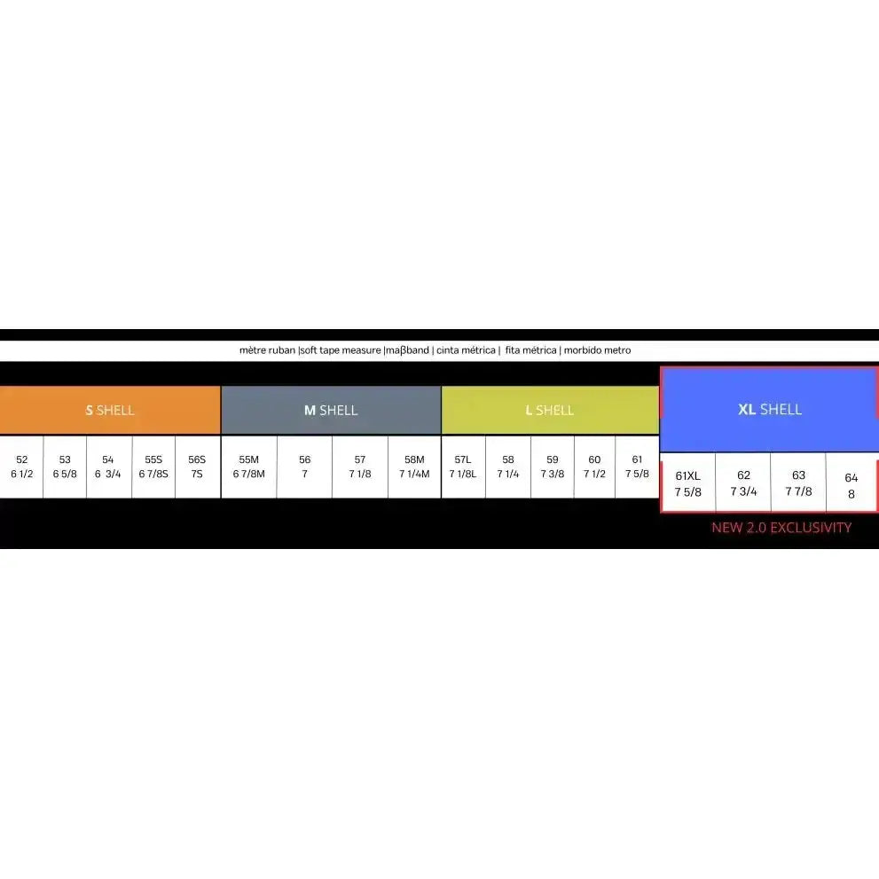 Xl shell size chart with metric and imperial measurements for samshield shadowmatt navy riding hats with chrome blazon