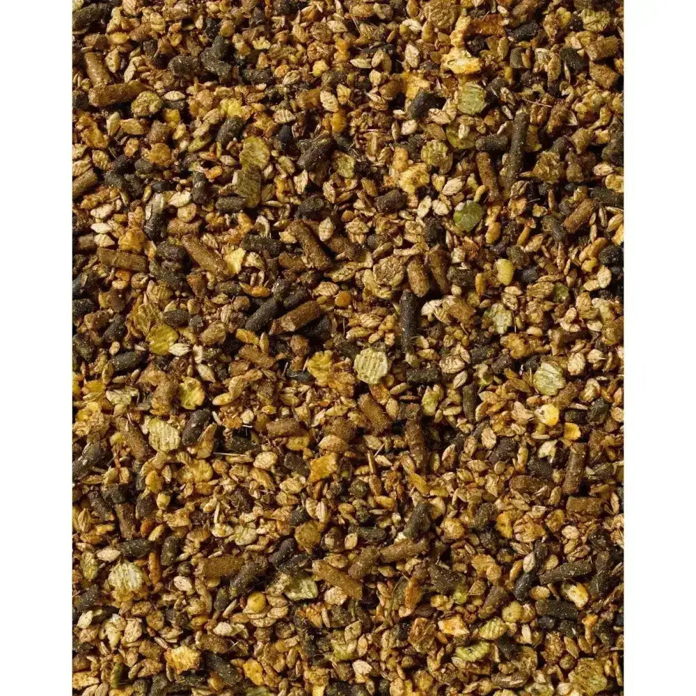 A mix designed specifically saracen veteran mix with brown and yellowish highly digestible animal feed pellets