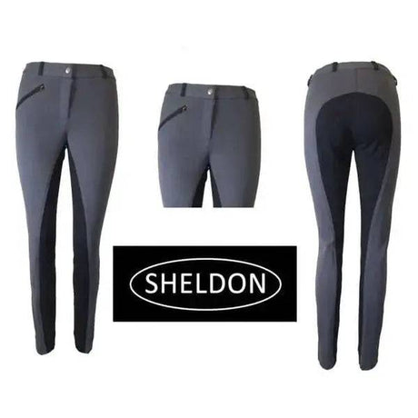 Sheldon Cozi Two Tone Ladies Jodhpurs Navy / Red 32&quot; Sheldon Legwear Barnstaple Equestrian Supplies