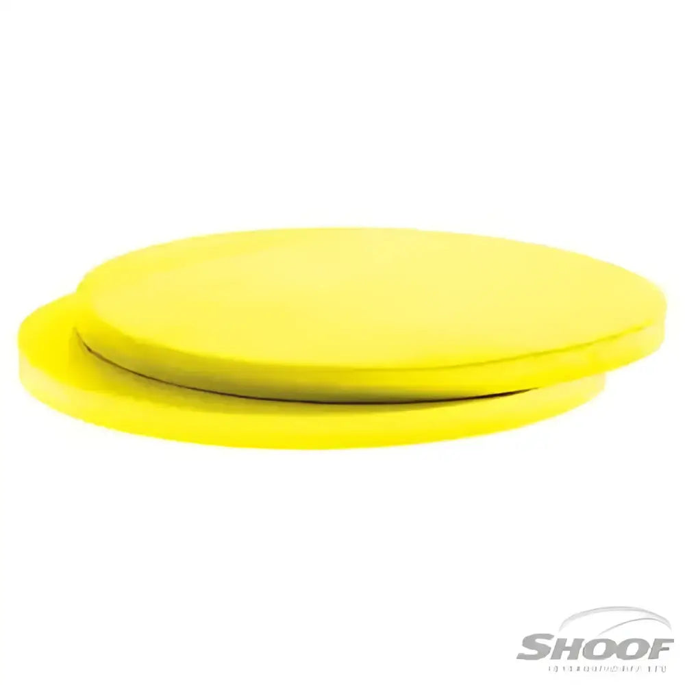 Bright yellow circular foam pads stacked featuring shoof branding for shoof tubbease sole inserts tubbease sole