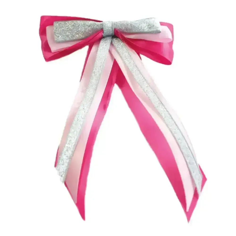 ShowQuest Hairbow and Tails Cerise / Pale Pink / Silver Stocks and Ties