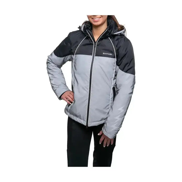 Silva Flash Waterproof Duo Padded Jacket by Hy Equestrian Black/Reflective Silver XX Small Outdoor Coats