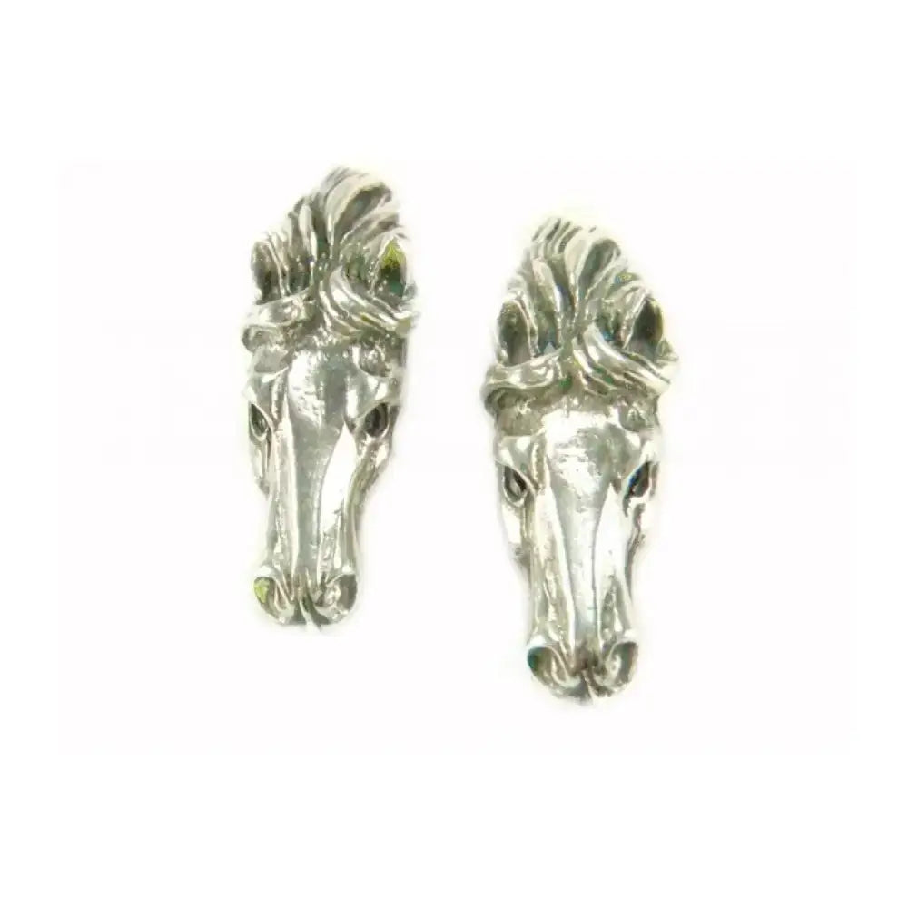 Silver steed sterling silver 3d horse head stud earrings with detailed mane and expressive eyes