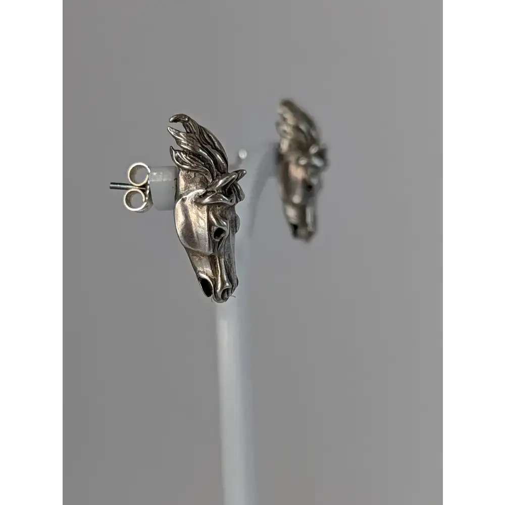 Silver Steed 3D Horse Head Studs 2 Earrings