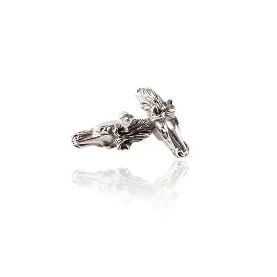 Silver Steed 3D Horse Head Studs 2 Earrings