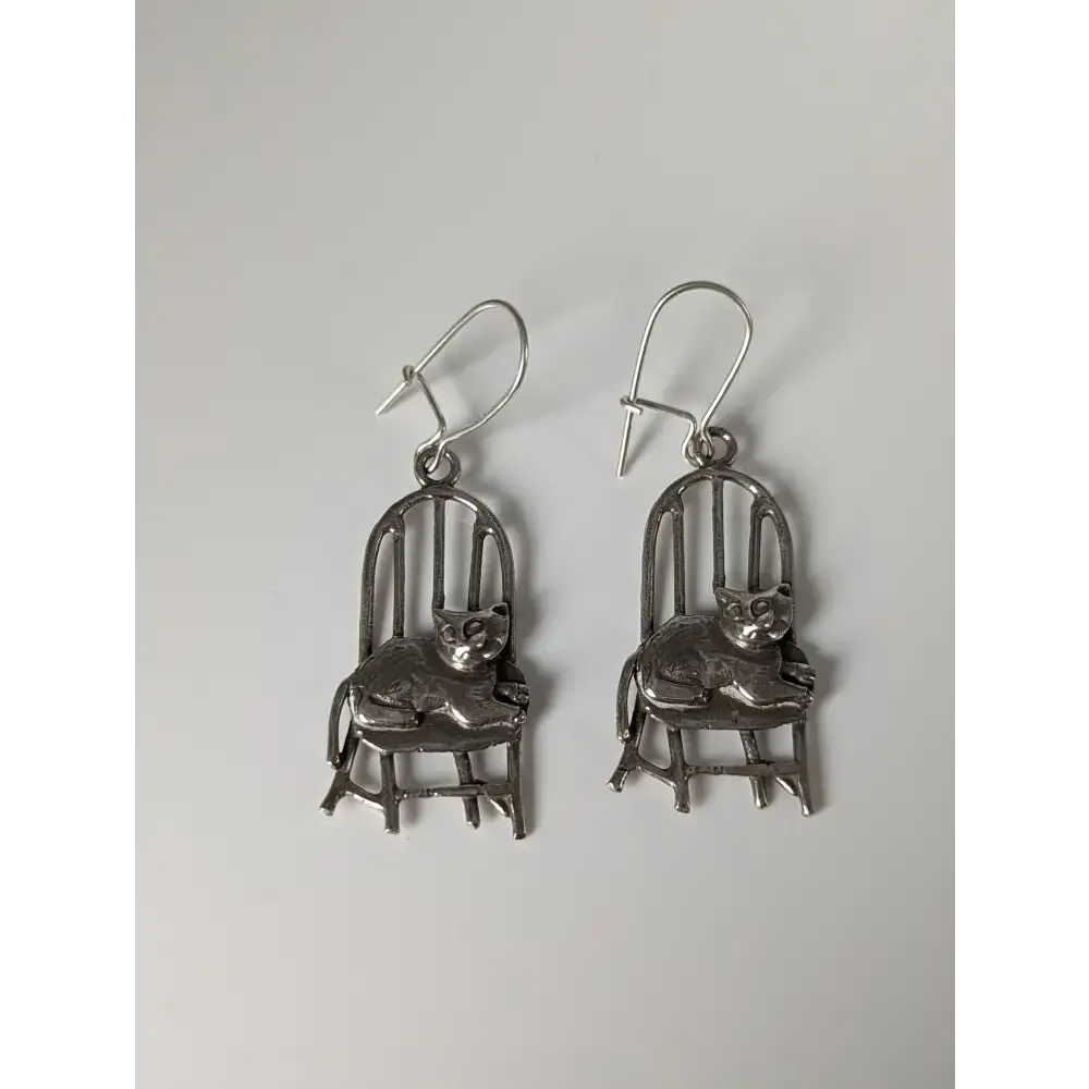 Silver Steed A Cats Chair Dropped Earrings Earrings