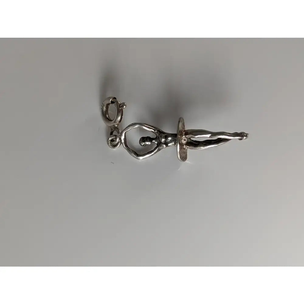 Silver steed ballet dancer silver charm with polished finish and detailed figure design in shiny silver material
