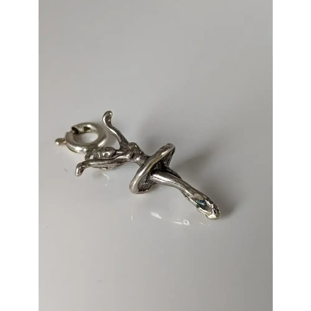 Silver steed ballet dancer silver charm with intricate detailing and polished metallic finish in silver charm design