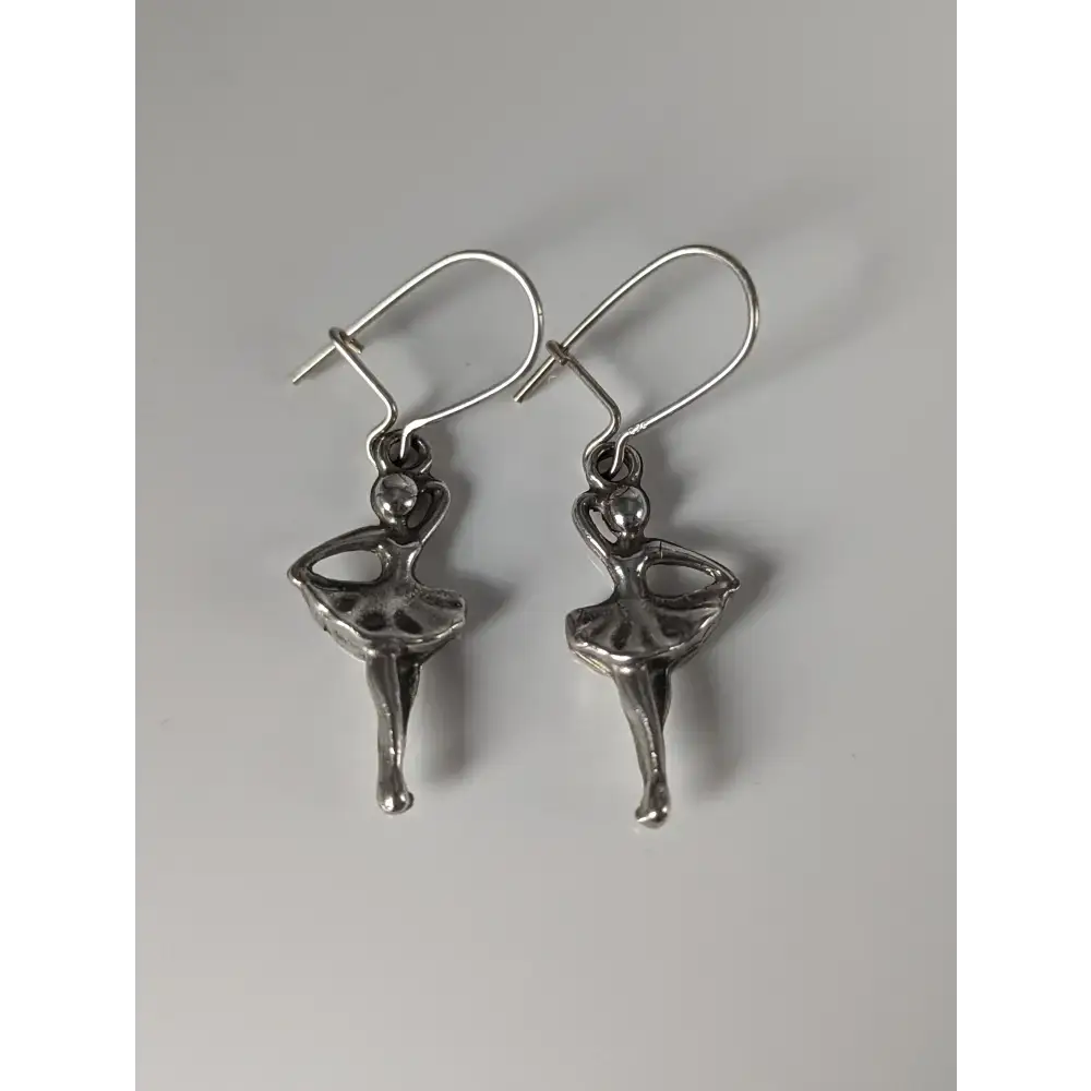 Silver Steed Ballet Dancer Forth Position Dropped Earrings Earrings