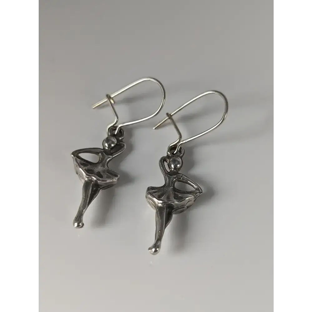 Silver Steed Ballet Dancer Forth Position Dropped Earrings Earrings