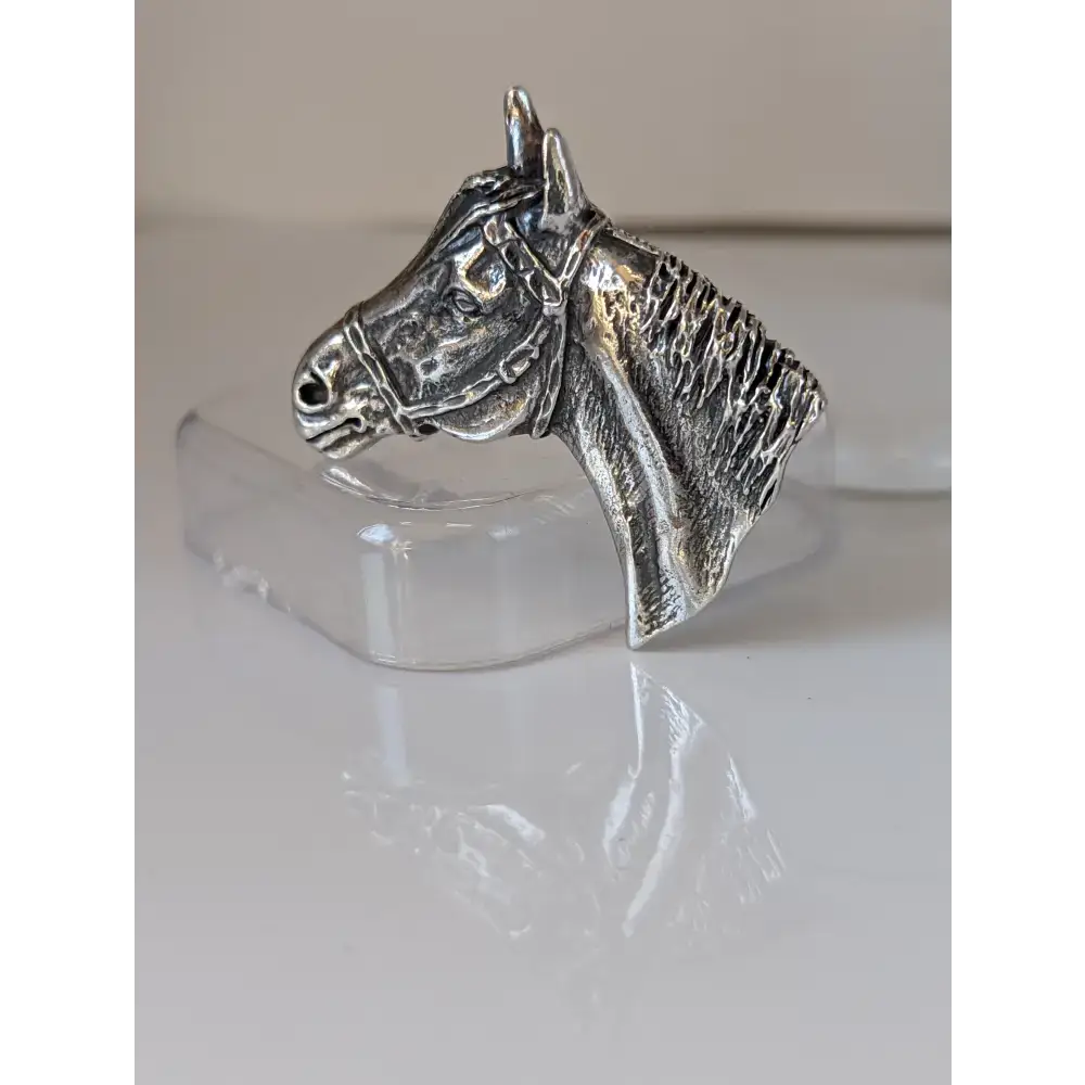 Silver Steed Big Horse Head Brooch / Stock Tie Pin Brooches