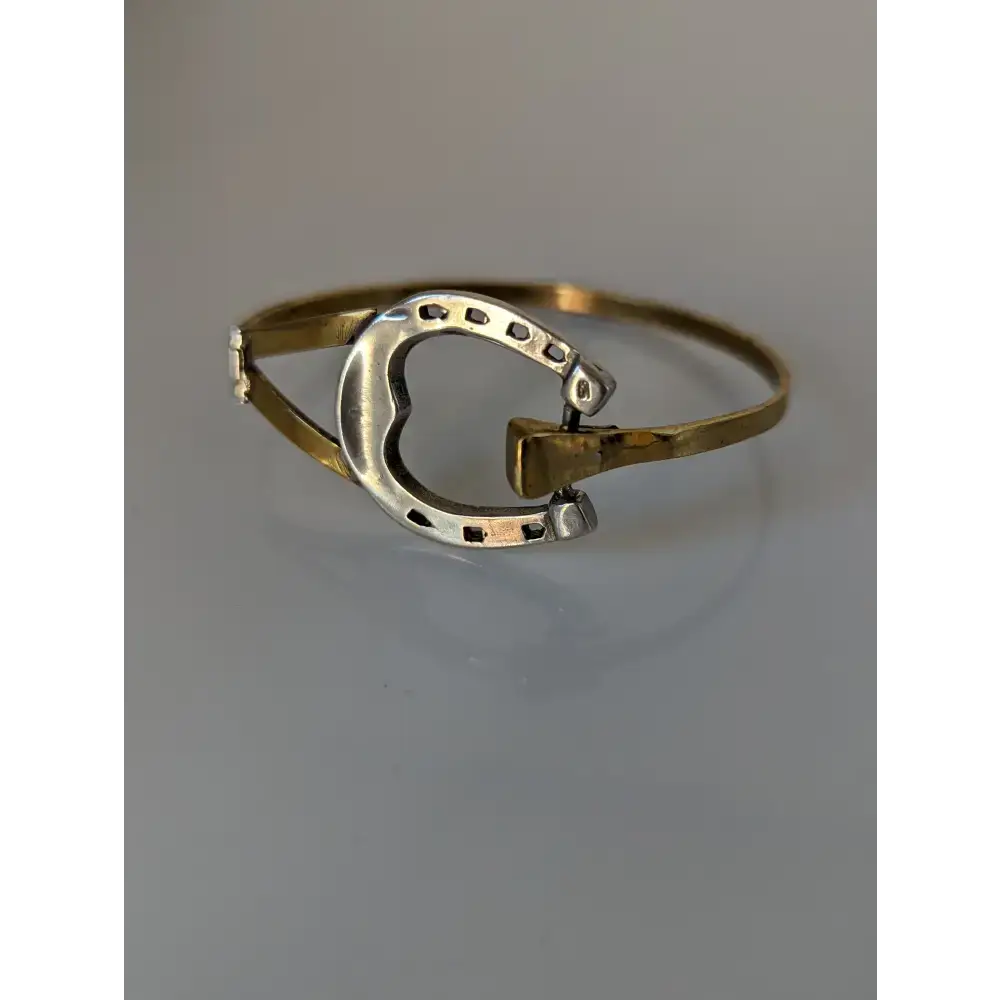 Silver Steed Big Horseshoe Bangle full silver size small Bangle