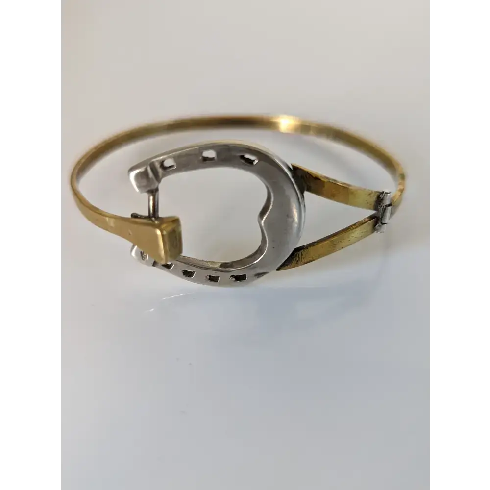 Silver Steed Big Horseshoe Bangle full silver size small Bangle