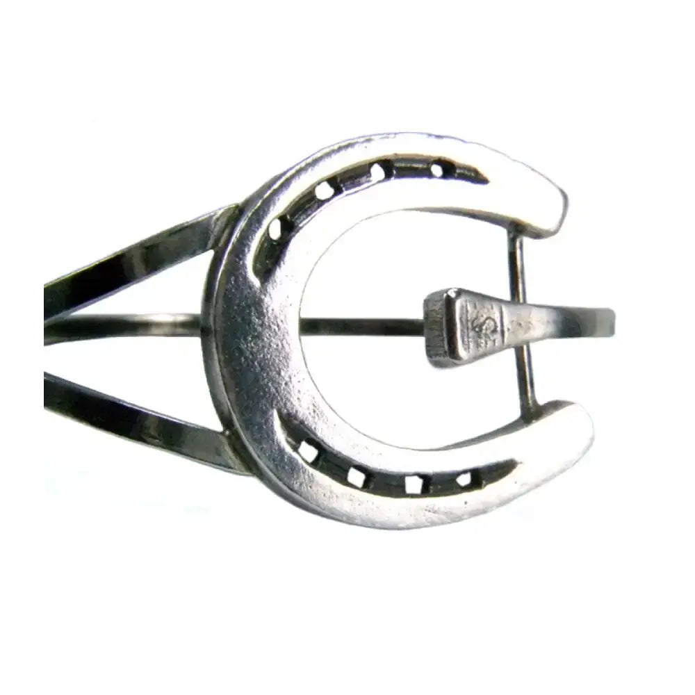 Silver steed big sterling silver horseshoe bangle with polished finish and classic nailhead detailing