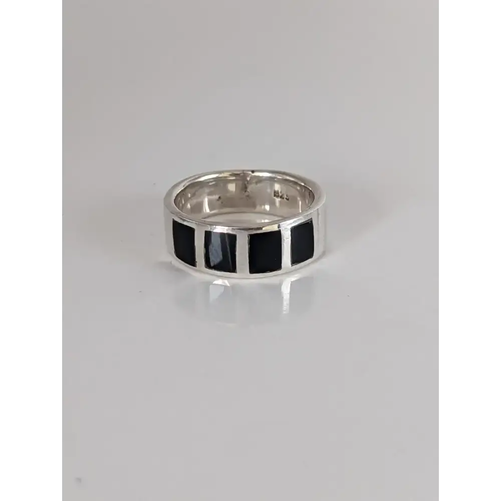 Silver Steed Black Mass Silver Band N Rings