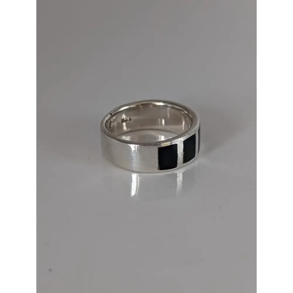 Silver Steed Black Mass Silver Band N Rings