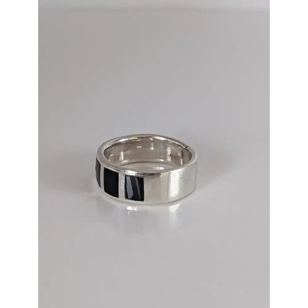 Silver Steed Black Mass Silver Band N Rings