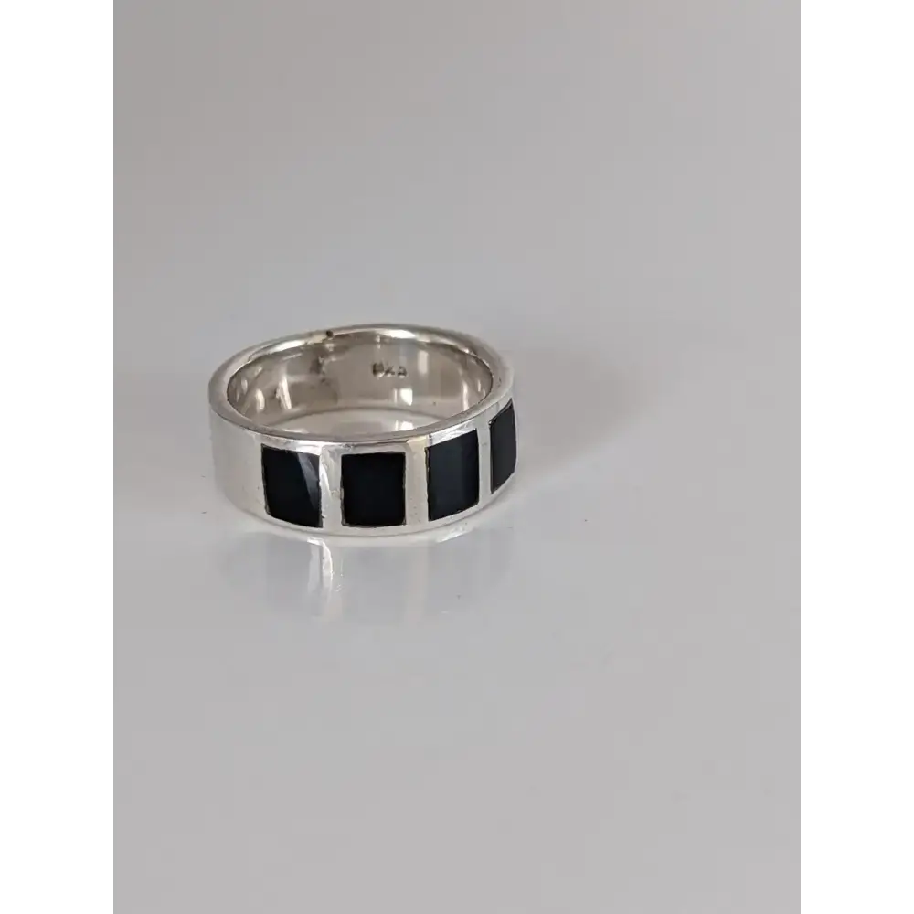 Silver Steed Black Mass Silver Band N Rings