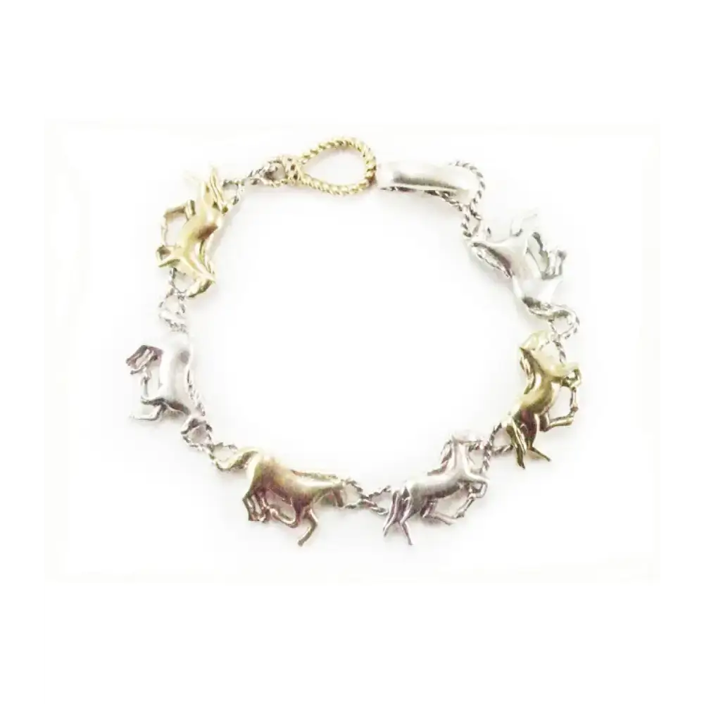 Silver Steed Silver & Brass Galloping Horses Bracelet Bracelets