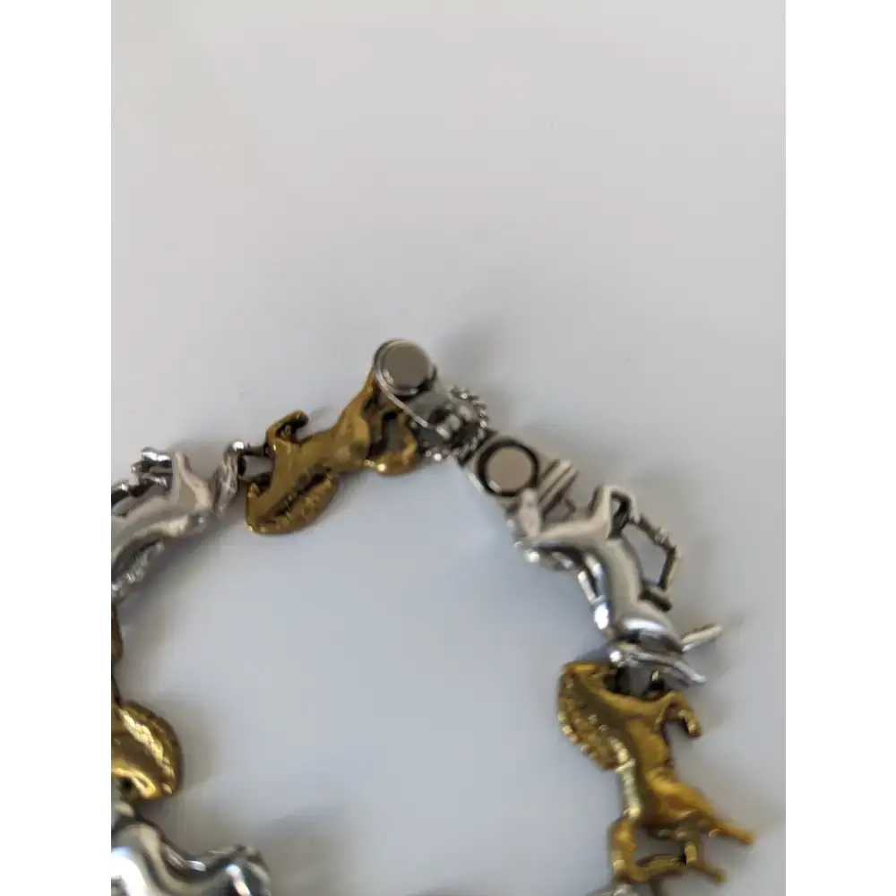 Silver Steed Silver & Brass Galloping Horses Bracelet Bracelets