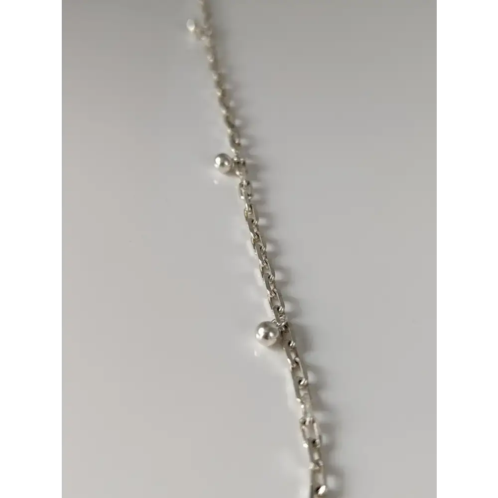 Silver Steed Chain with Ball Charms Silver Bracelet A 19CM Bracelets