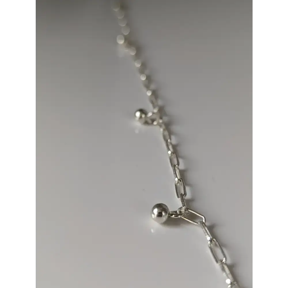Silver Steed Chain with Ball Charms Silver Bracelet A 19CM Bracelets