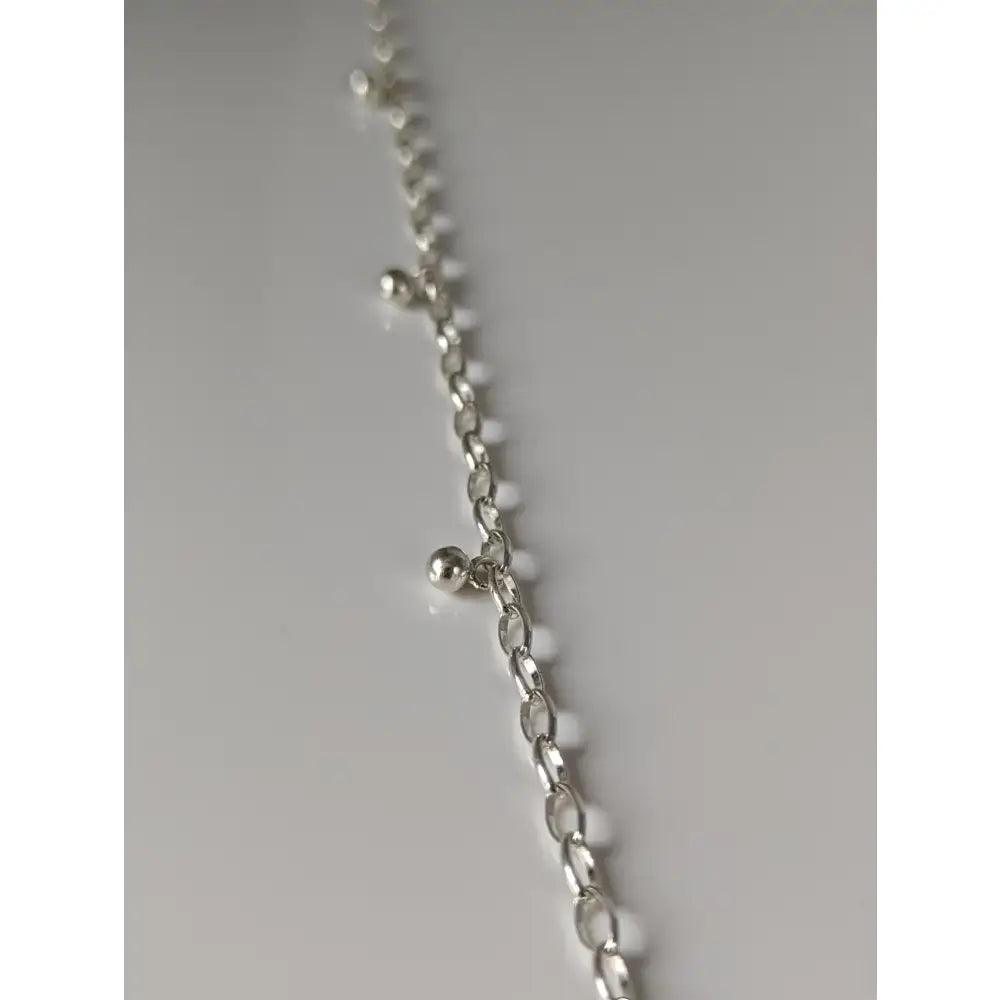 Silver steed chain silver bracelet featuring ball charms silver anklet with polished spherical beads design