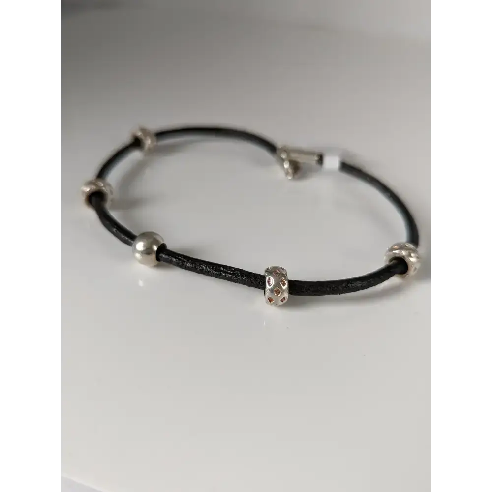 Silver Steed Silver Charms on Leather Cord Bracelet Bracelets