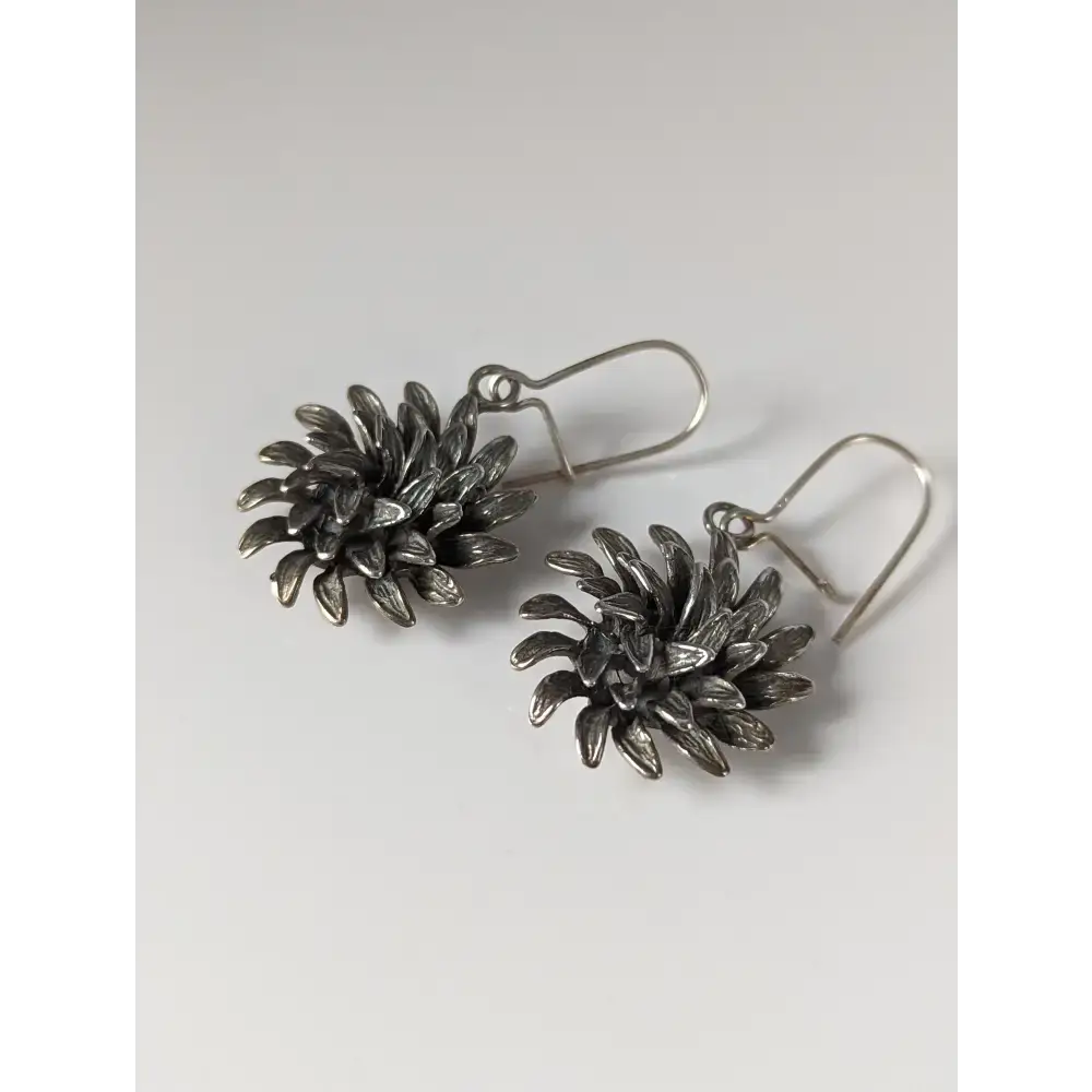 Silver Steed Chrysanthemum Dropped Earrings Earrings