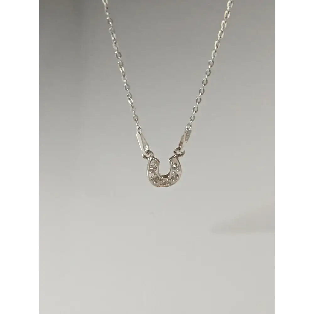 Silver Steed Crystal Horseshoe Necklace Necklaces