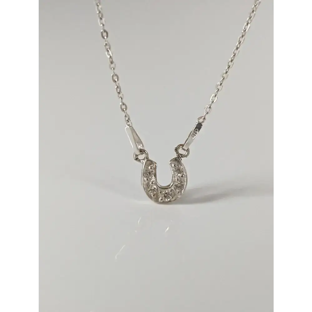 Silver Steed Crystal Horseshoe Necklace Necklaces