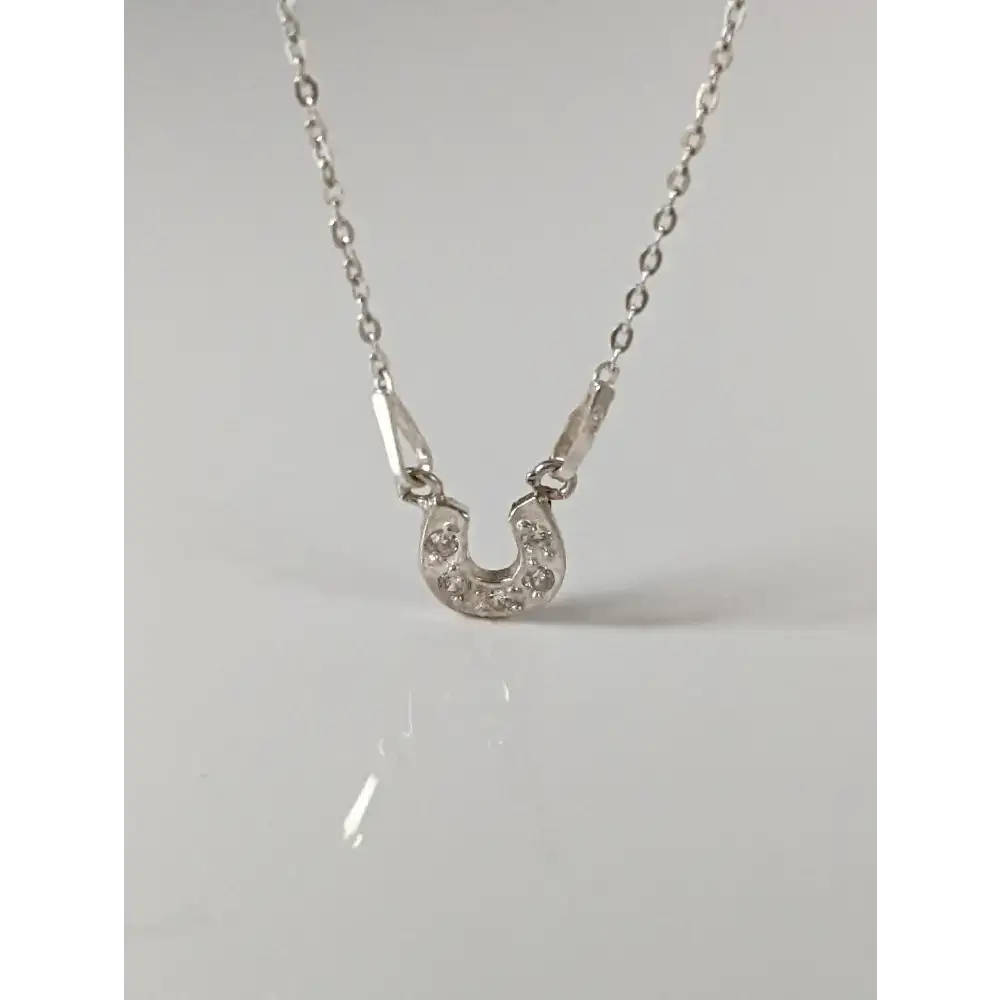 Silver Steed Crystal Horseshoe Necklace Necklaces