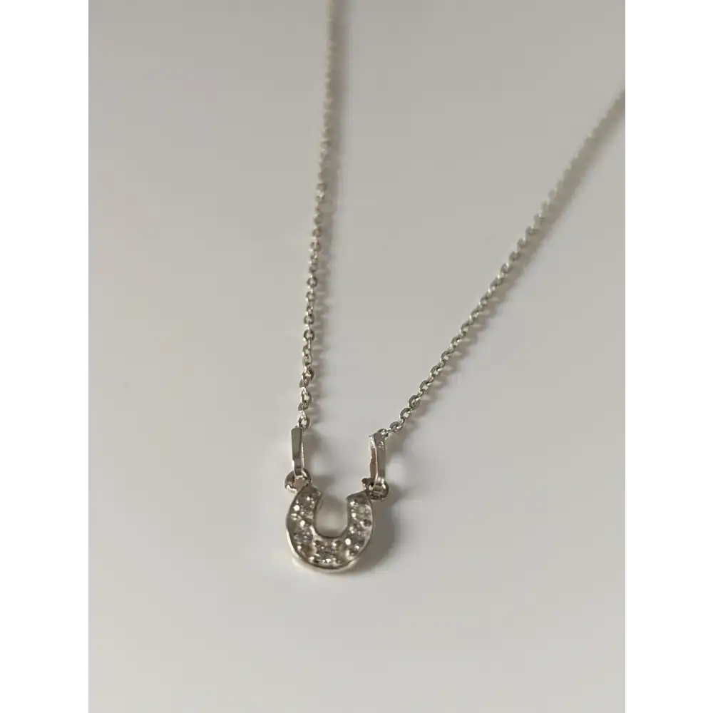 Silver Steed Crystal Horseshoe Necklace Necklaces