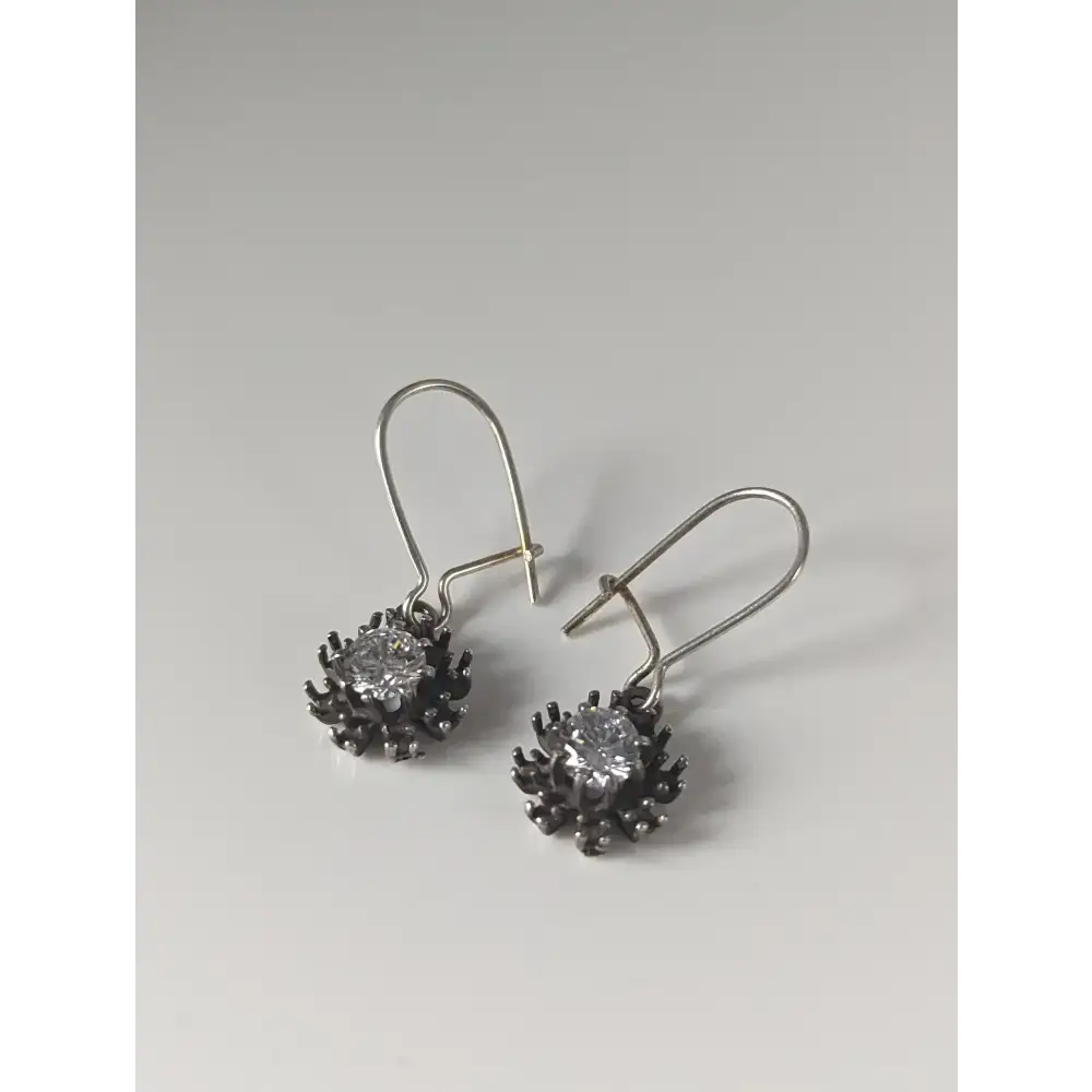 Silver Steed Crystal Sunflower Dropped Earrings Earrings