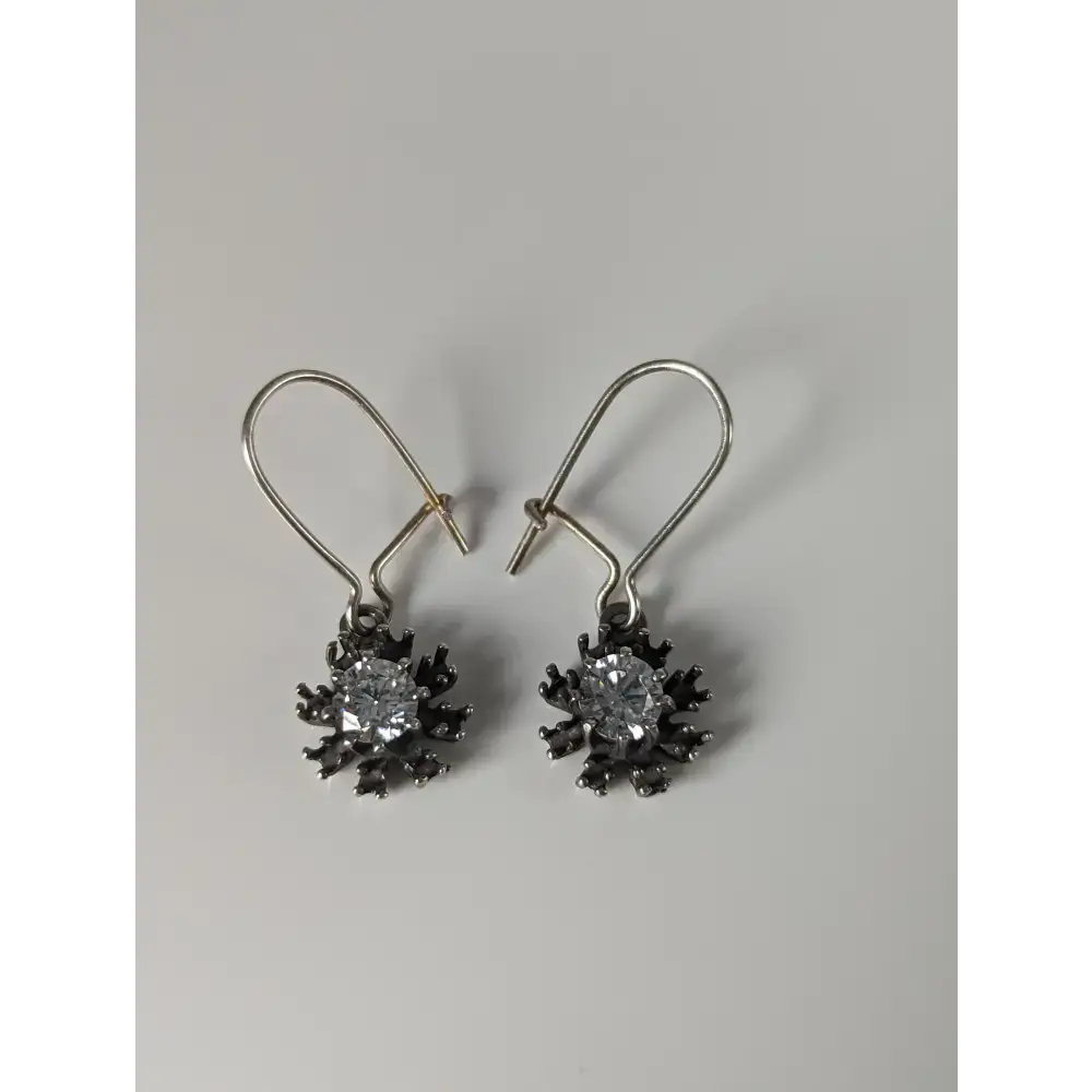 Silver Steed Crystal Sunflower Dropped Earrings Earrings