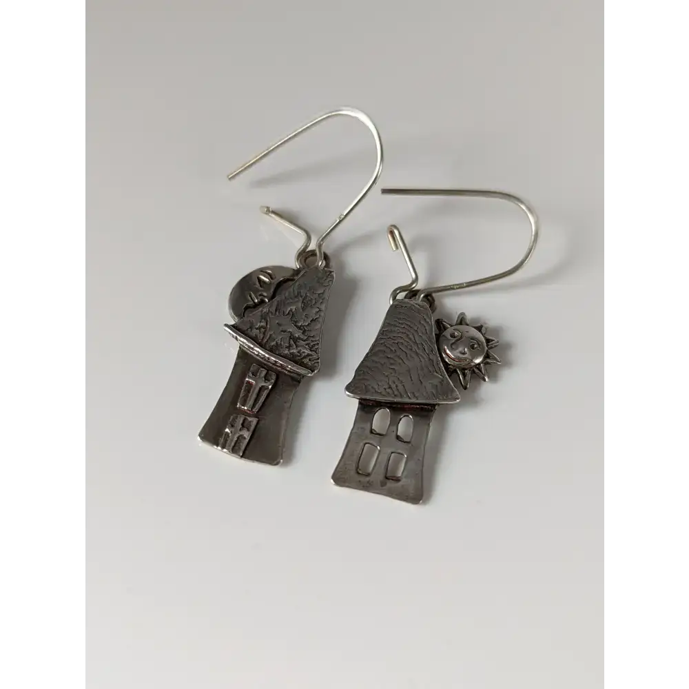 Silver Steed Day & Night House Dropped Earrings Earrings