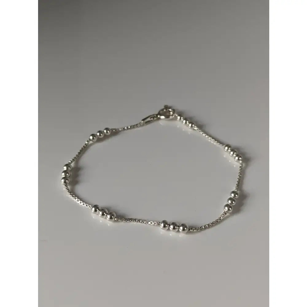 Silver steed delicate silver bracelet featuring a delicate ball silver beaded anklet with a fine chain design