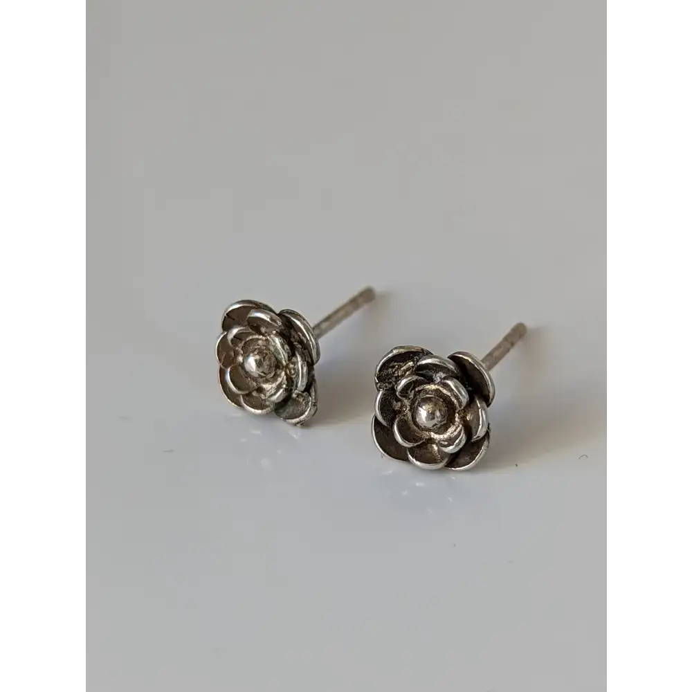 Silver Steed Delicate Rose Stud Earrings Earrings