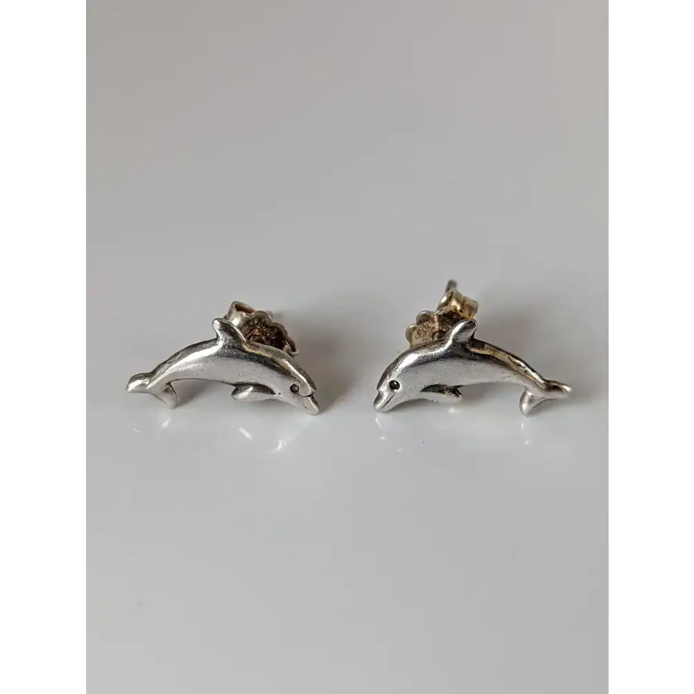 Silver Steed Dolphin Stud Earrings Earrings