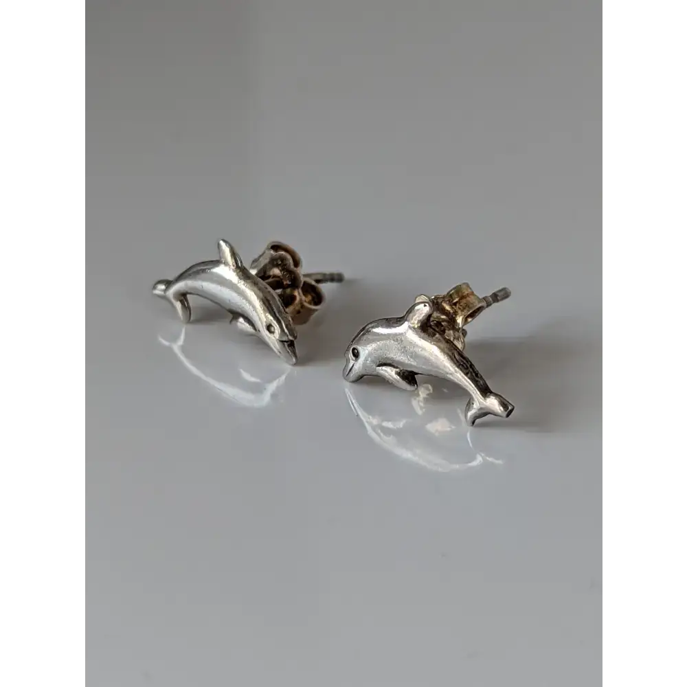 Silver Steed Dolphin Stud Earrings Earrings