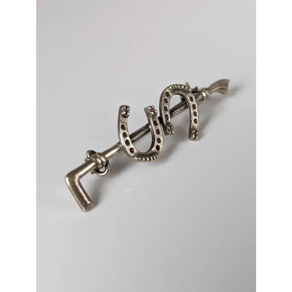Silver Steed Double Shoe Silver Brooch / Stock Tie Pin Cane Brooches