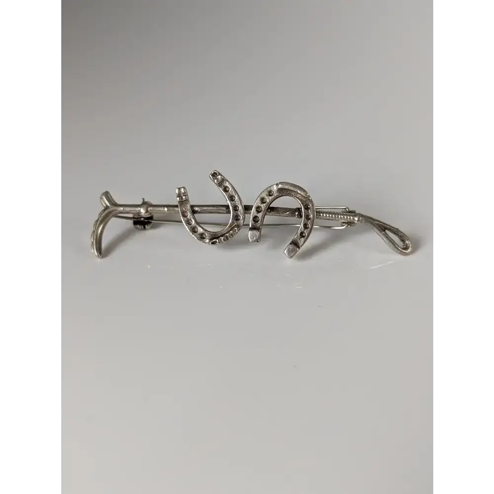Silver Steed Double Shoe Silver Brooch / Stock Tie Pin Cane Brooches