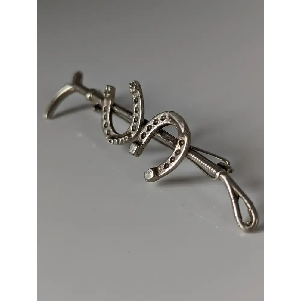 Silver Steed Double Shoe Silver Brooch / Stock Tie Pin Cane Brooches