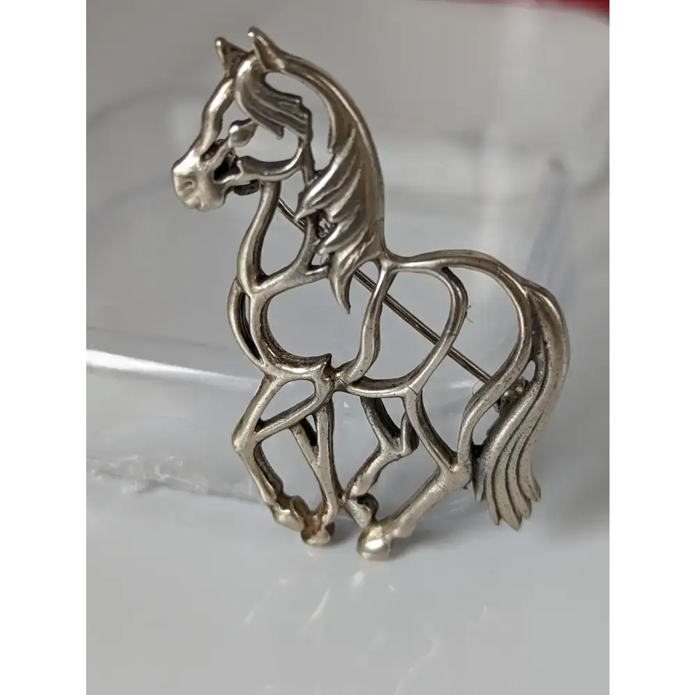 Silver Steed Elegant Piaffe Horse Silver Brooch / Stock Tie Pin Brooches