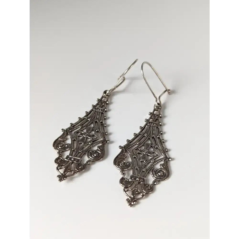 Silver Steed Filigree Crest Dropped Earrings Earrings