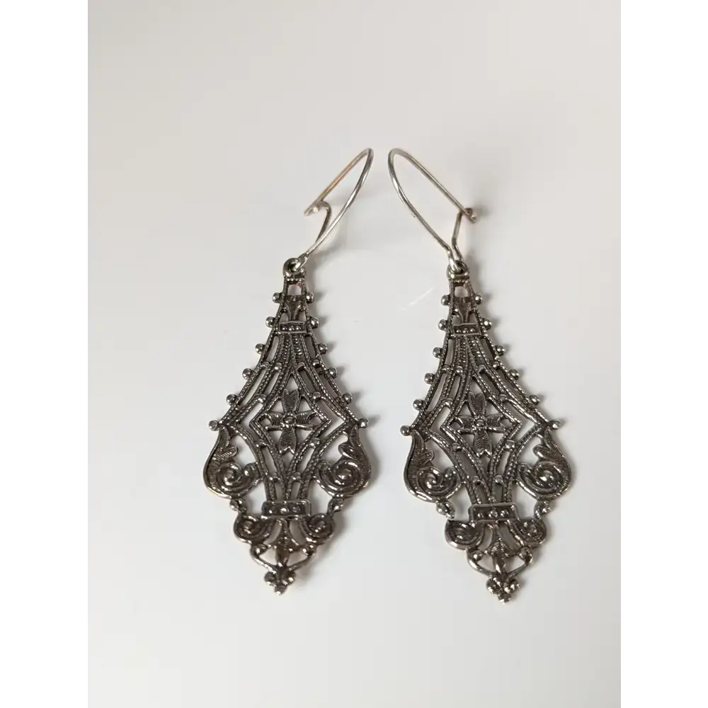 Silver Steed Filigree Crest Dropped Earrings Earrings