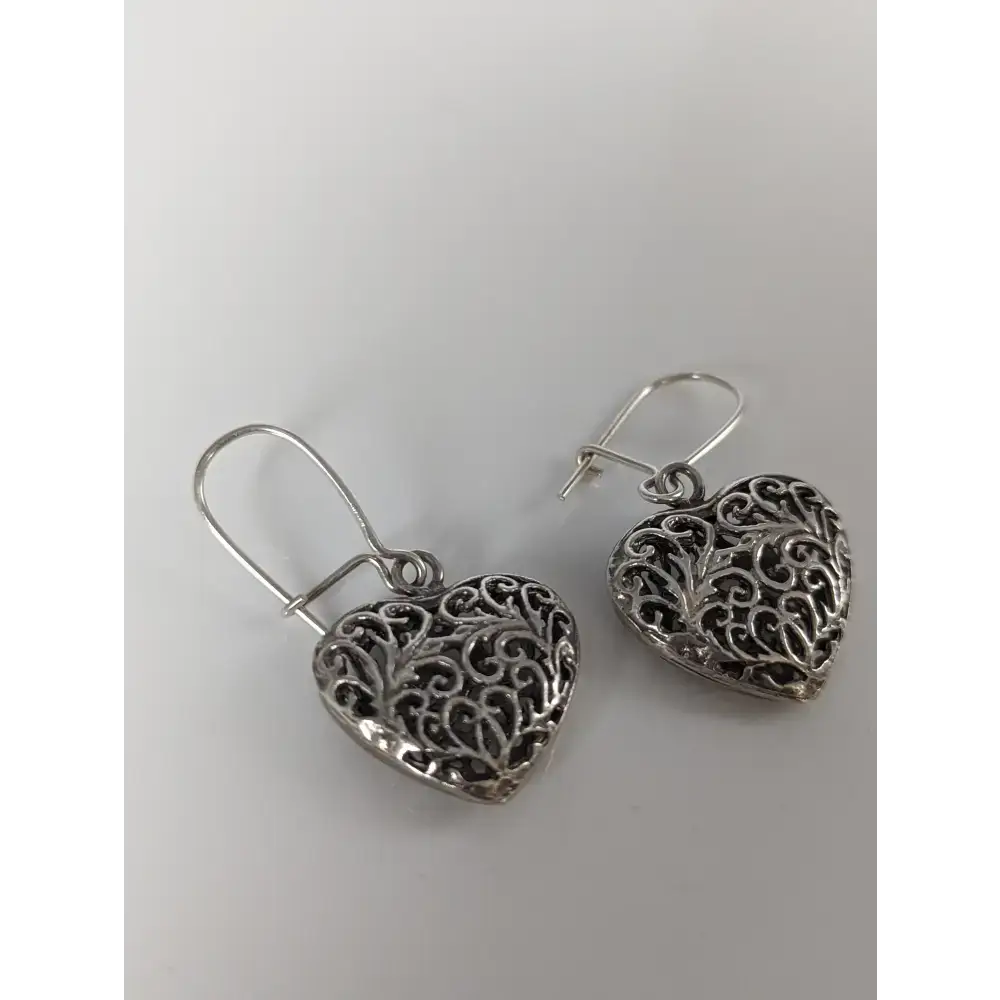 Silver Steed Filigree Heart Dropped Earrings Earrings