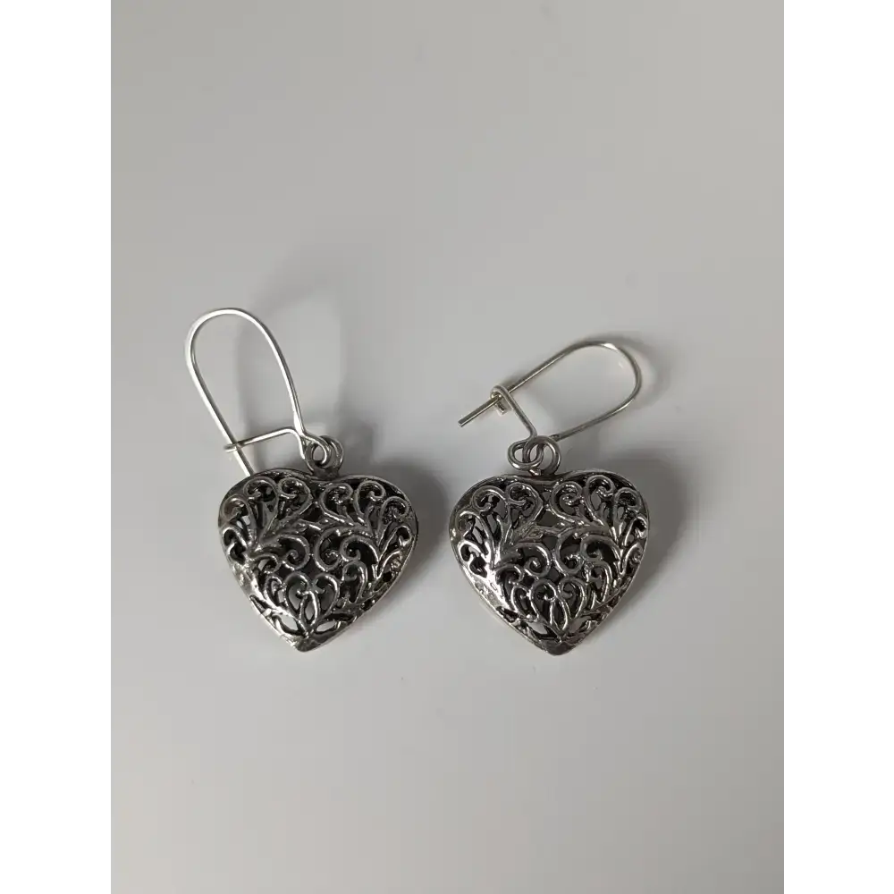 Silver Steed Filigree Heart Dropped Earrings Earrings